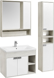 Акватон Зеркальный шкаф Флай 80 дуб крафт/белый – фотография-4